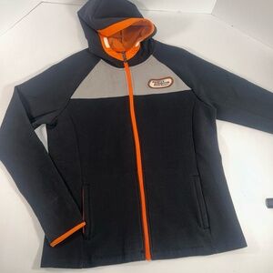 Harley-Davidson Full-Zip Hoodie Womens Large Black Grey Orange Hooded Biker